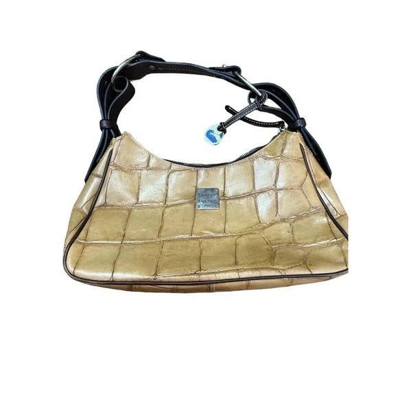 Dooney Bourke Dover Tote Bone Brown Exotic‎ Croco Embossed Leather Handbag - Picture 1 of 8